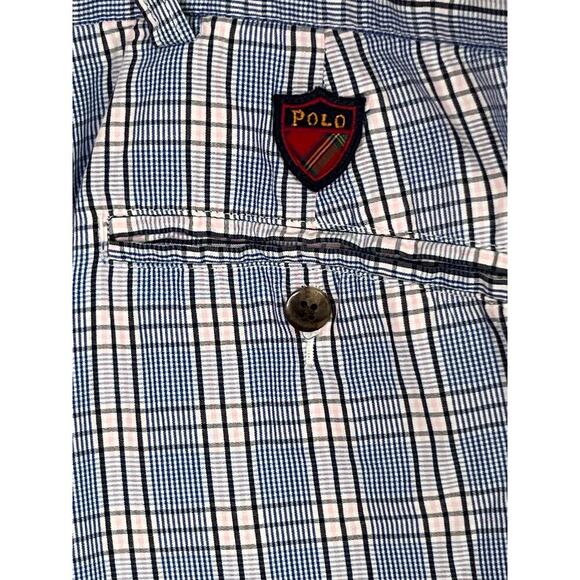 Polo Golf Ralph Lauren Plaid Mid-Rise Flat Front Golf Chino Short Blue/White 42 - Picture 3 of 5